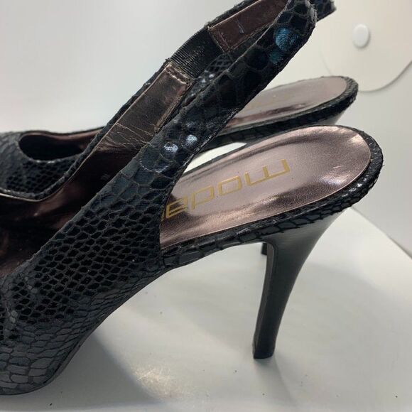 Moda Spana 4" Peep Toe Sling Back Alligator Print Heel - Picture 6 of 9